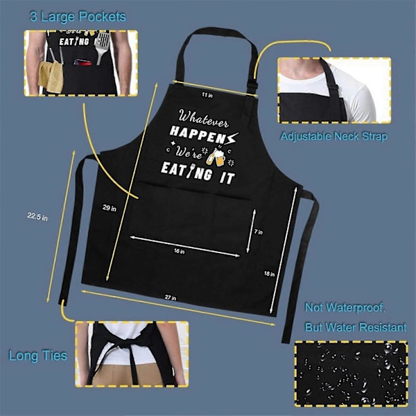 Funny Apron for Men with 3 Pockets