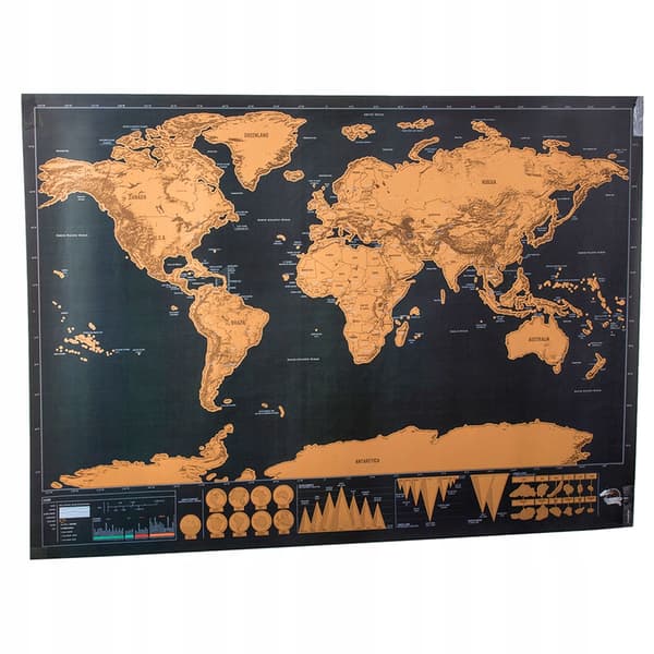 Resekart World Map Scratch Map - Size 82 X 59 Cm
