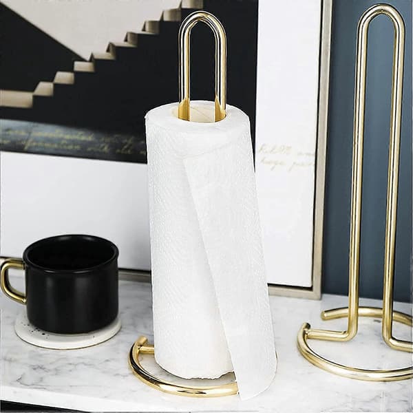 Paper Towel Holder Kitchen Roll Holder Fits All Kitchen Rolls Vertical Kitchen Roll Holder Towel Holder (Gold) [DB]