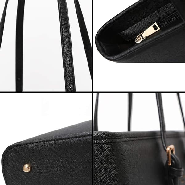 Håndtasker til kvinder, sort stor håndtaske, skuldertaske til damer, elegant taske med justerbart lynlåslukket indkøbsrum