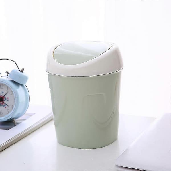 3 Mini Plastic Trash Cans, Small Desktop Waste Bin with Rotating Lid, for Home, Office, Kitchen, Dressing Table, Bedroom, Bathroom (Blue+Green+Pink)