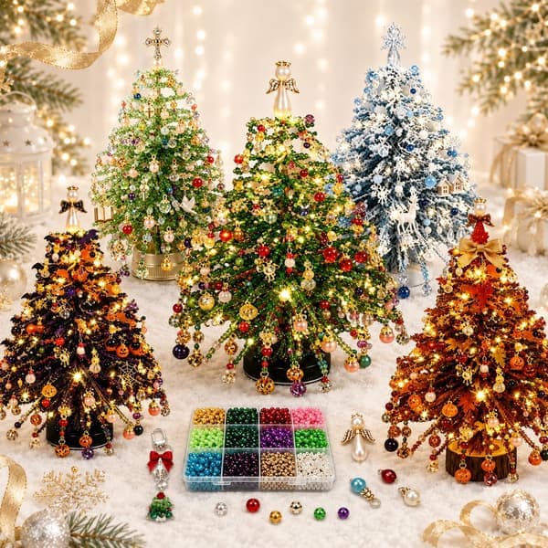DIY Beaded Christmas Tree for Adults, Crystal Christmas Craft Kit Mix Mix