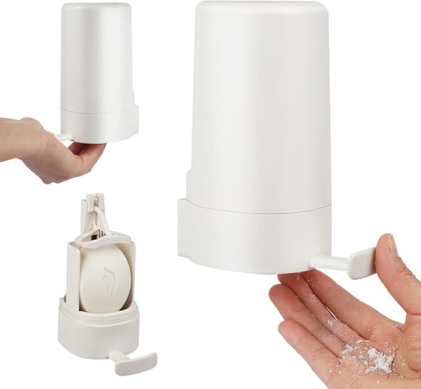 Wall-mounted soap dispenser for solid soap, grinder and adjustable, for bathroom