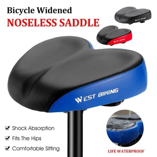 Ergonomisk cykelsadel i blå, PU-læder, stødabsorberende, til fritidscykel