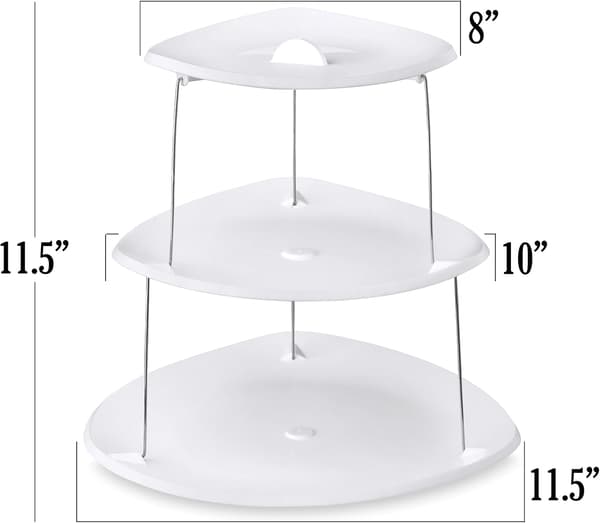 Sammenleggbart serveringsbrett med 3 etasjer: Dekorativ design som kan foldes sammen, et elegant brett for smørbrød, kaker, osteskiver og spekemat