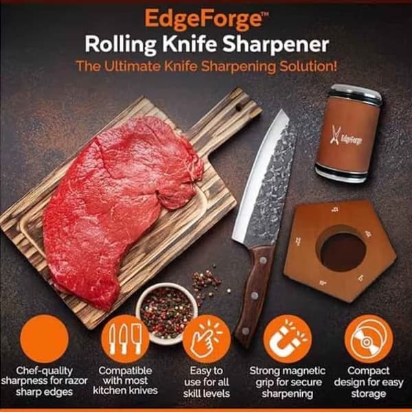 Rolling Knife Sharpener with Magnetic Angle 12–22°, Diamond and Ceramic Sharpening