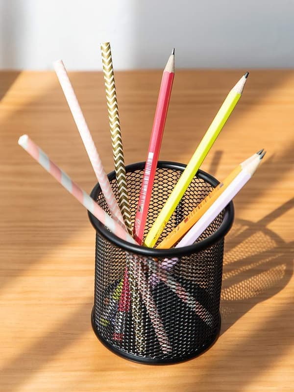 Mesh Pen Holder - Black Desk Pen Holder - Creative Large Capacity Pen Holder - Desktop Office Storage Box