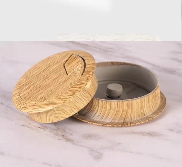 Kabelhanteringslåda Set om 2, 50 mm, ABS, Gul träfinish Geel hout