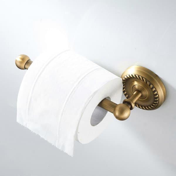 Toiletpapirholder i antik messing, børstet bronze-finish, til tung brug