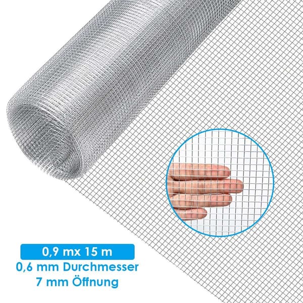 Jernnett 0,9x15m, 7mm åpninger, rustbestandig gjerde