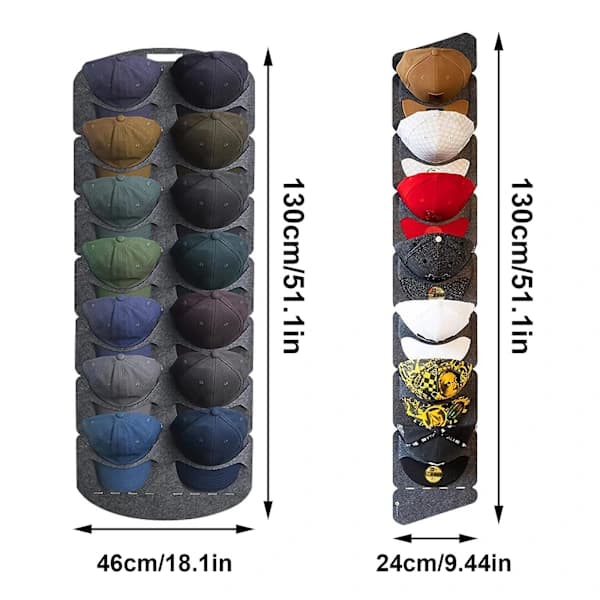 Felt Cap Rack with 14 Pockets, Baseball Cap Holder to Maintain Cap Shape, Cap Holder for Storage Including Custom Hooks for a...