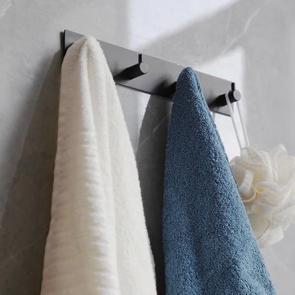 Selvklæbende håndklædekroge - Sorte matte vægkroge til bruser - Sæt med 4 - til badeværelset