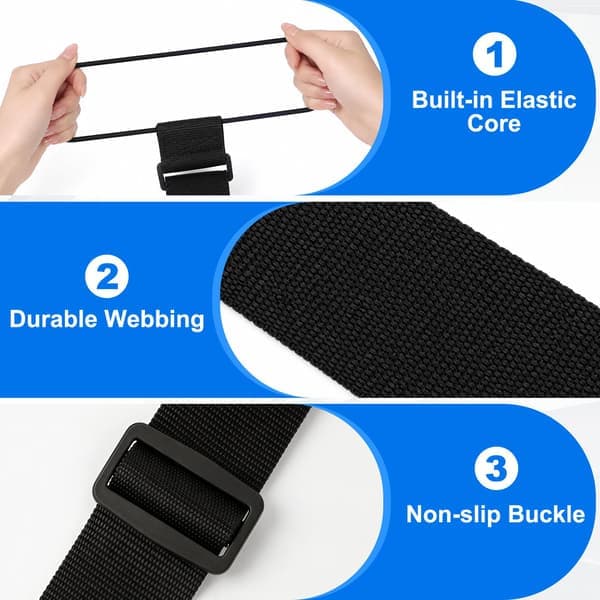 Bagageremmar för resväskor, 2-pack, svart, justerbara elastiska kopplingsremmar, säker handsfree-resa