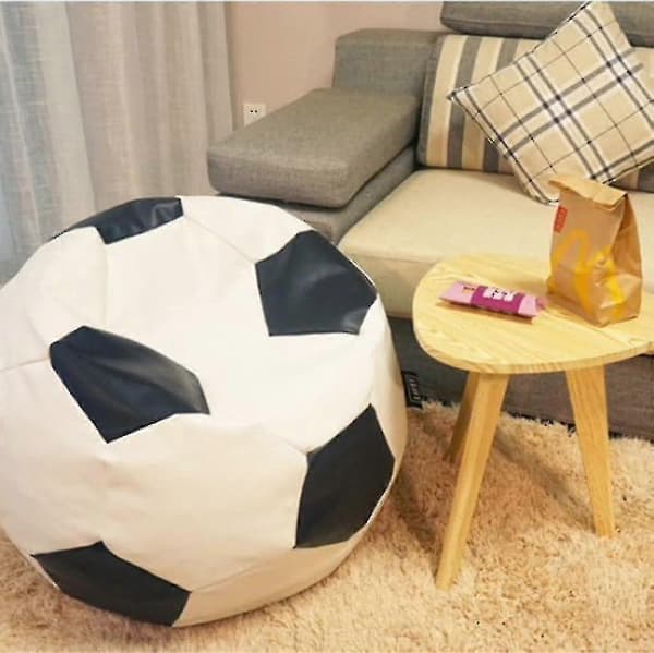 Fotboll Oxfordtyg Barn Beanbag-överdrag Vit 80cm