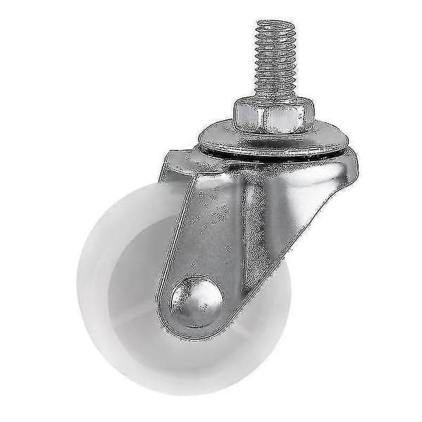 5 stk./parti hjul 1,5 tommer hvid PP universal M6 gevind hjuldiameter 4 cm