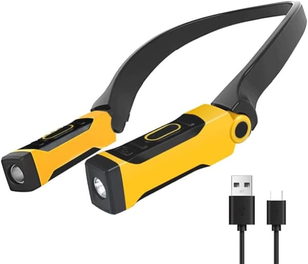 Rechargeable USB Reading Light Neck Book Light, 2 Brightness Levels, Bendable Arms for Reading, Camping, Repair