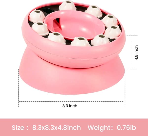 Interactive Cat Puzzle Feeder, Slow Feeder, Treat Dispenser, Mental Stimulation, Pink