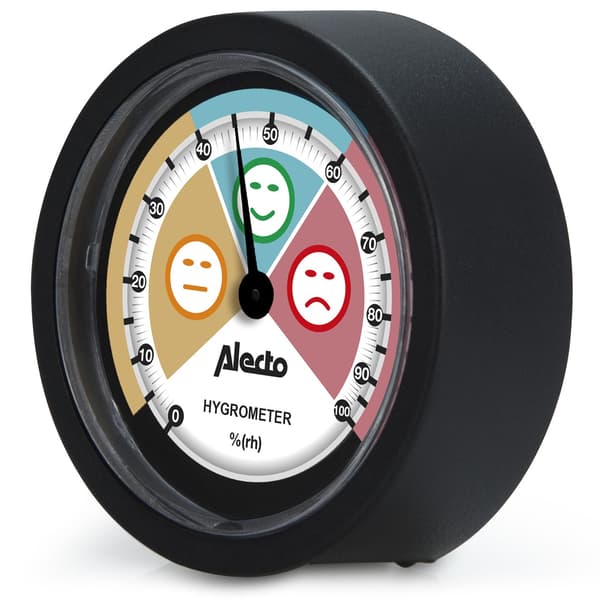 Analogt hygrometer, svart – batterifritt, veggmonterbart