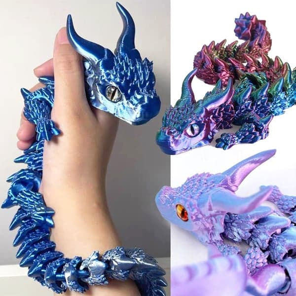 3D-Printed Magic Dragon Toy - Articulated Movable Fidget - Gift for Desk Decorations