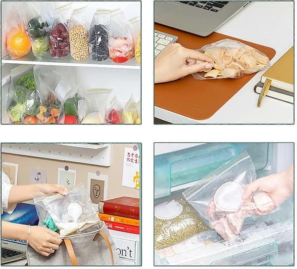 4-pack Refrigerator Drawers & 30 Pcs Sealable Bags, Extendable Refrigerator Storage Box for Refrigerator Shelf Under 0.5 Inch