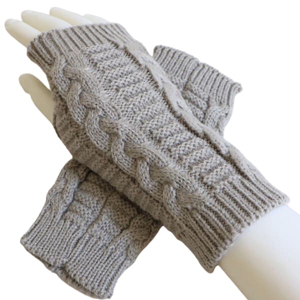 Dam vinter stretchiga halvfinger vridna stickade handskar ridning handledsvärmare