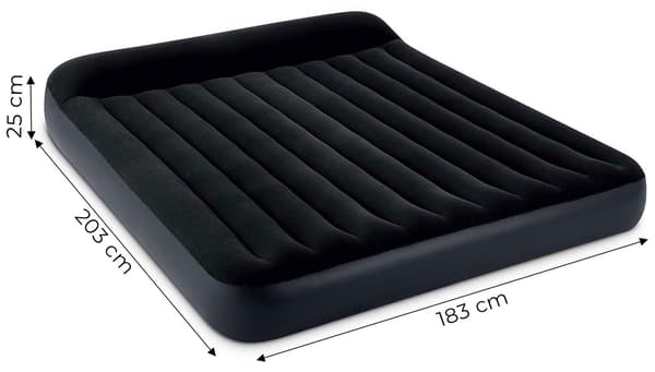 Dobbel luftmadrass med sengegavl, 203x183x25 cm
