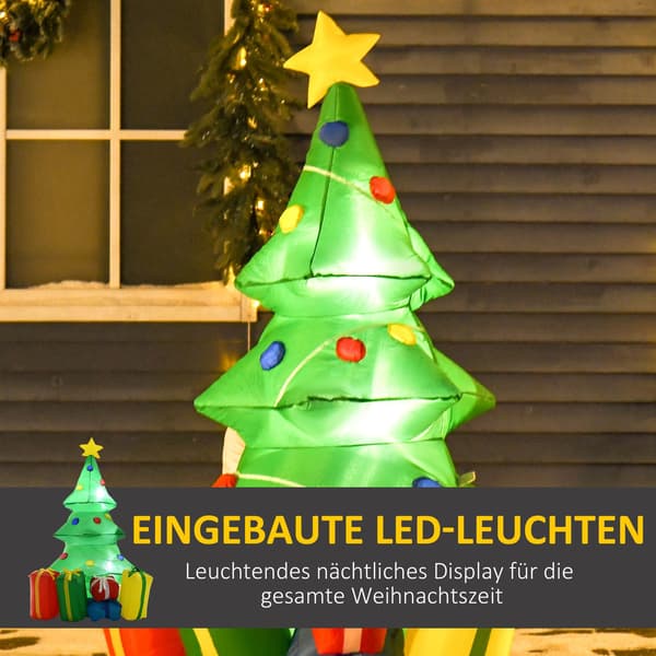 Oppblåsbar juletre med gaver, 1,5 m, LED-lys