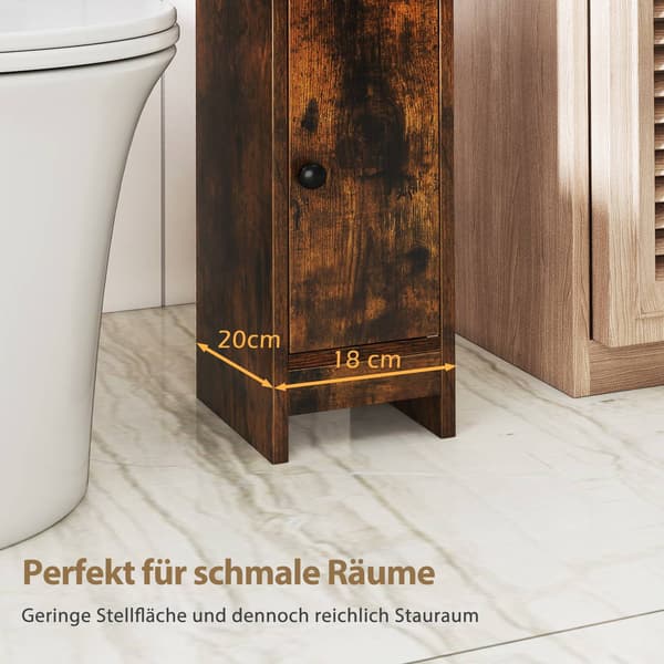 Smalt baderomsskap 20x18x80 cm med hyller og justerbar oppbevaring
