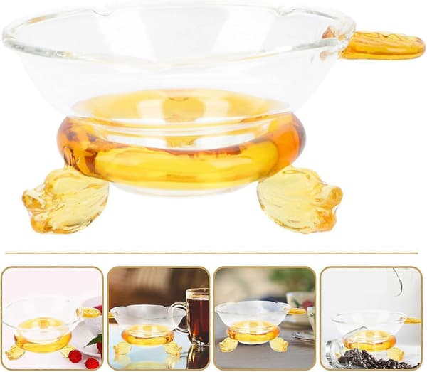 Temperaturbestandig glas-te-si med finmasket infuser til brygning af løs te