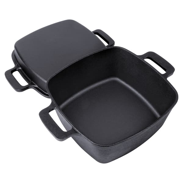 Støpejernsgryte med lokk, 2-i-1, 25 cm, 4,5L/1,8L