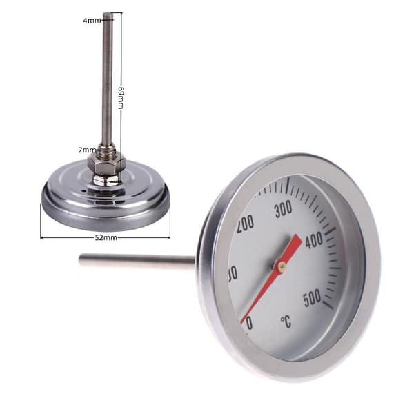 1 stk BBQ Ovn Termometer i Rustfrit Stål Bimetallisk 0-500°C