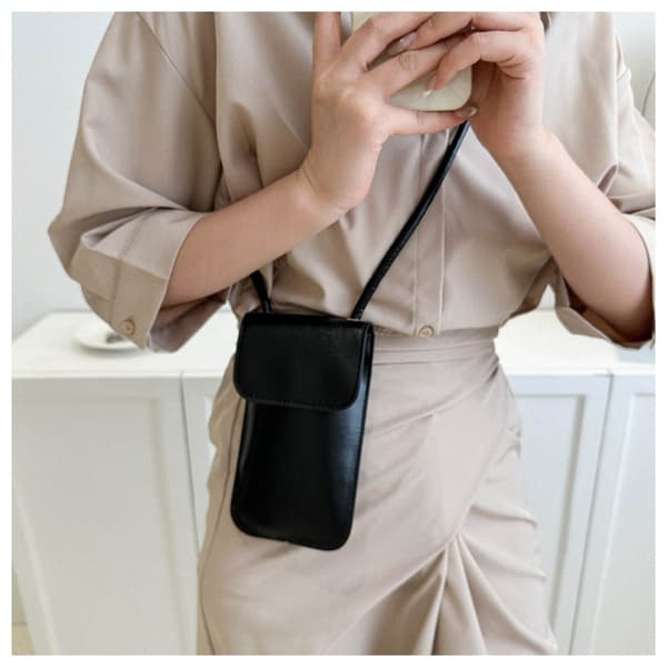 Women's PU Leather Shoulder Bag Solid Color Crossbody Bag Cell Phone Wallet