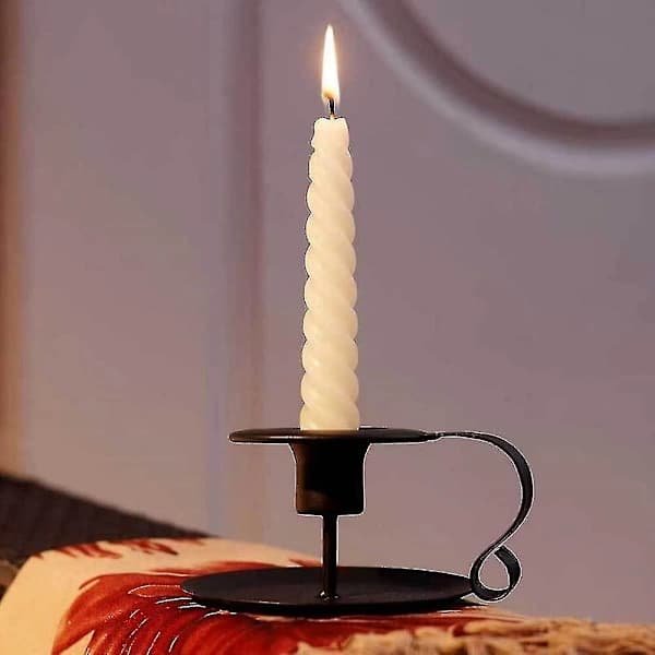 2 pcs Retro Candlestick Black Metal Candlestick Spike Candlestick With Handle Iron