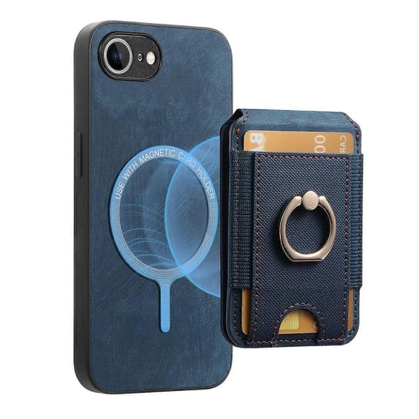 Læderbagside med aftagelig kortholder og stativ til iPhone 16e - Blå Multicolor Blue Multicolor Blue