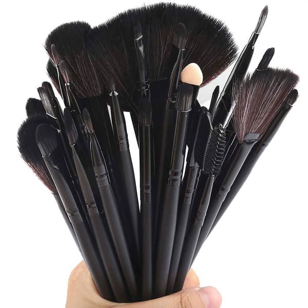 Makeupbørstesæt 32 forskellige makeupbørster, blødt læderetui