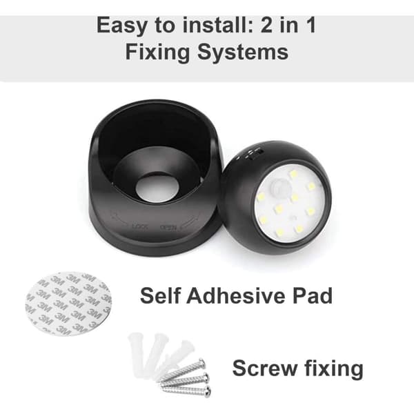360° Wireless Outdoor Motion Sensor LED Spotlight, 1000 Lumen, Battery Operated, Adjustable Sphere