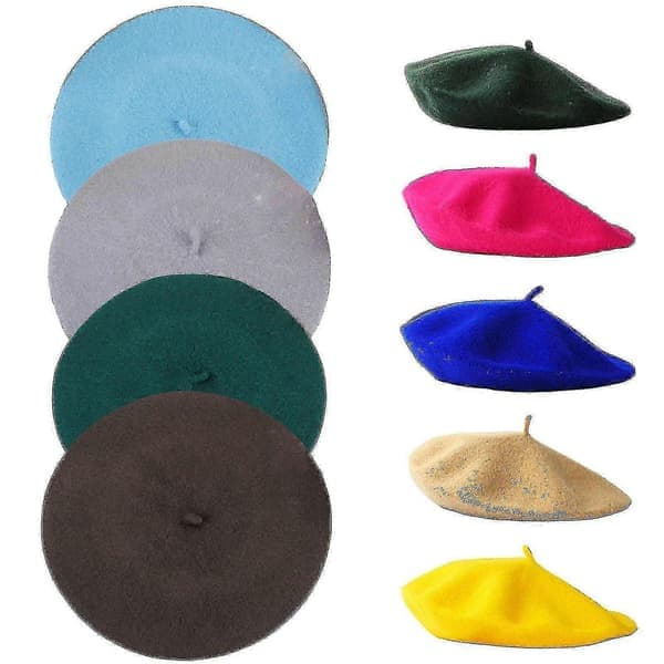 Basker Retro Flekkbestandig Ensfarget God Elastisk Fin Tekstur Kle Opp Bærbar Klassisk Elastisk Fransk Basker For Ferie Grå Grey
