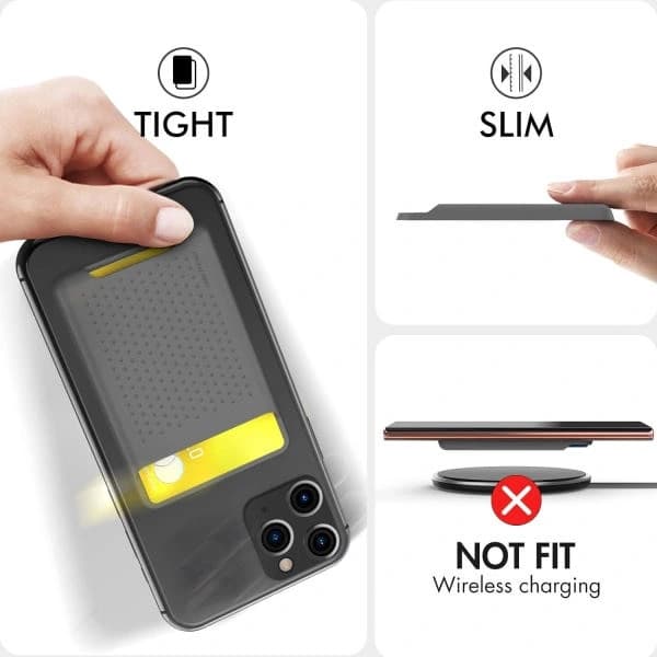 Slim Self-Adhesive Phone Wallet with Silicone Card Holder, Compatible with Various Brands