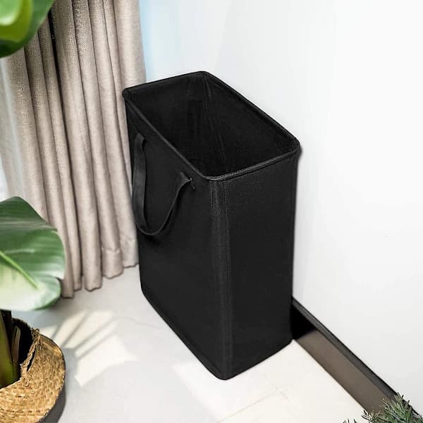 Slank og bærbar vasketøjskurv - 40*20*55 cm - Sort