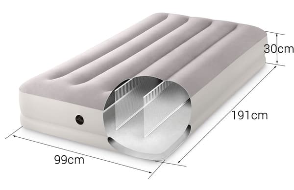 Oppustelig enkeltmadras med USB-pumpe, 191x99x30 cm