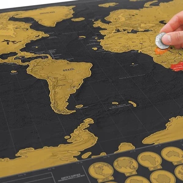 Resekart World Map Scratch Map - Size 82 X 59 Cm