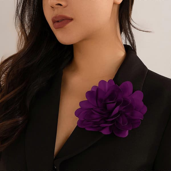 Håndlavet stofblomst reversnål broche charm elegant pynt blå Blue