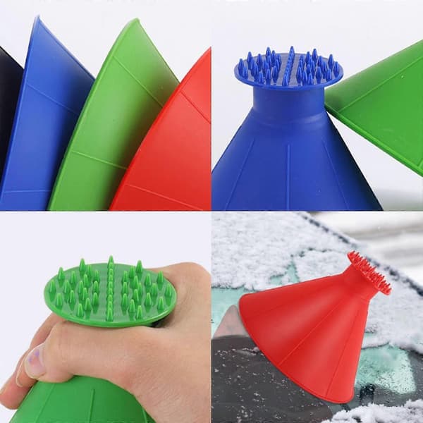Ice Scraper Magic Ice Scrapers for Car Windshield Windscreen Ice Cone Refueling Funnel Snow Shovel Wiper Brush Round Scraper Removal (4 pcs)