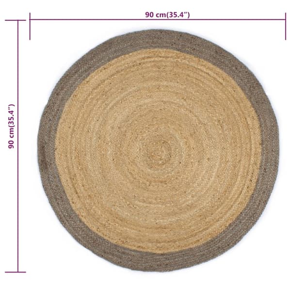 vidaXL Håndlavet jutemåtte med grå kant 90 cm grå gray