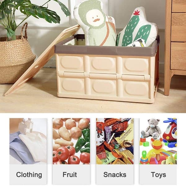 Storage Boxes Organizer - Stackable, Foldable Boxes with Lids - Storage Container Organizer_OF Brown S1 Brun S1
