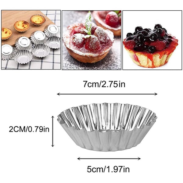 Fluted aluminium terteform, 50-pakning, fortykket, for eggeterter, pudding, gelékake