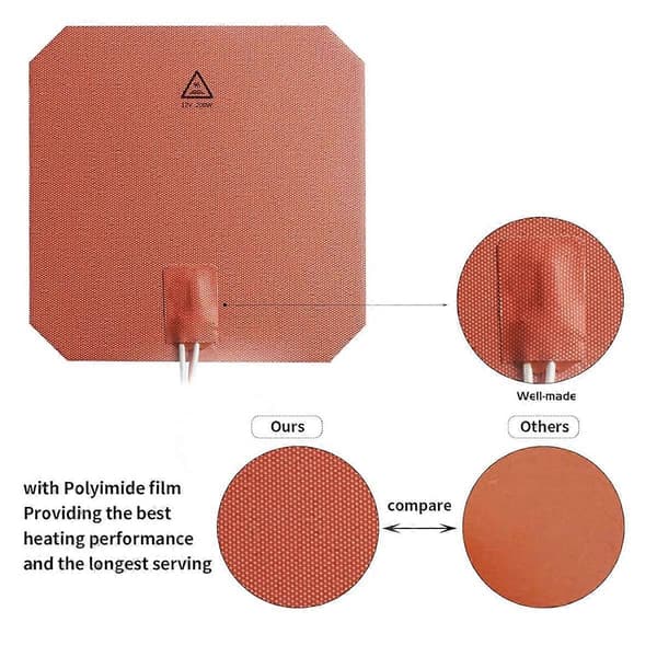 3D-printertilbehør til Anycubi DIY-del - 12V 200W Silikonevarmepude 220x220mm