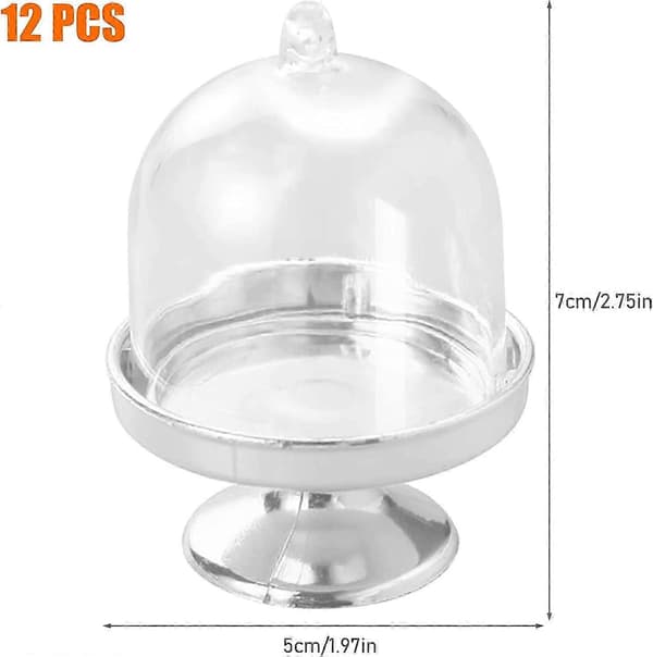 12 st Mini Cake Stand with Dome Lid, Plastic Muffin Candy Chocolate Macaron Holder Stand for Party