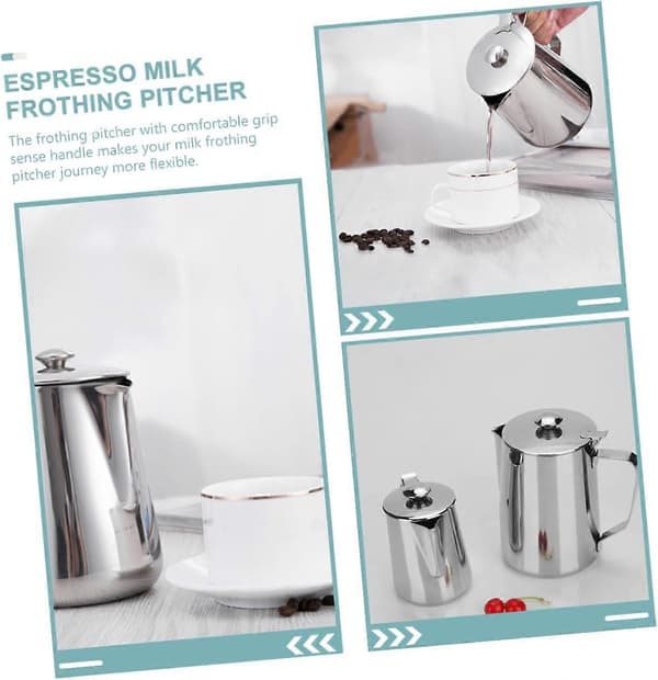 Melkeskummer i rustfritt stål for Latte Art med jevn helletut og ergonomisk håndtak