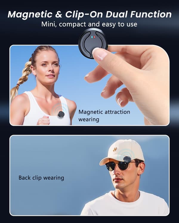 Trådløs Lavalier-mikrofon, genopladelig myg-mikrofon til iPhone/Android, mini clip-on mikrofon med støjreduktion til YouTube